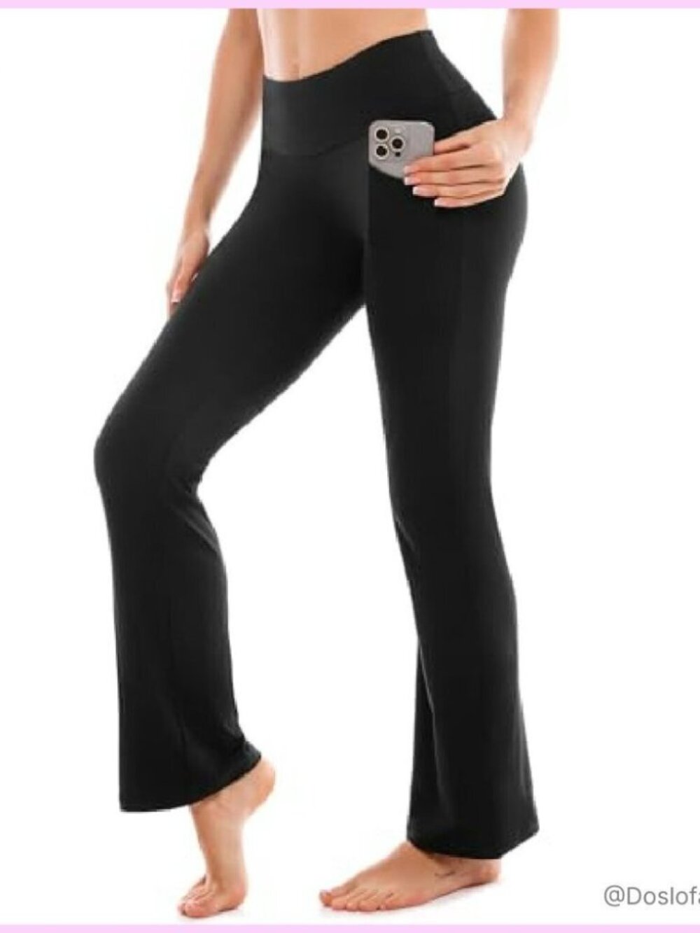 Yogalicious Black Flare High-Rise Yoga Pants with Pockets Size M
